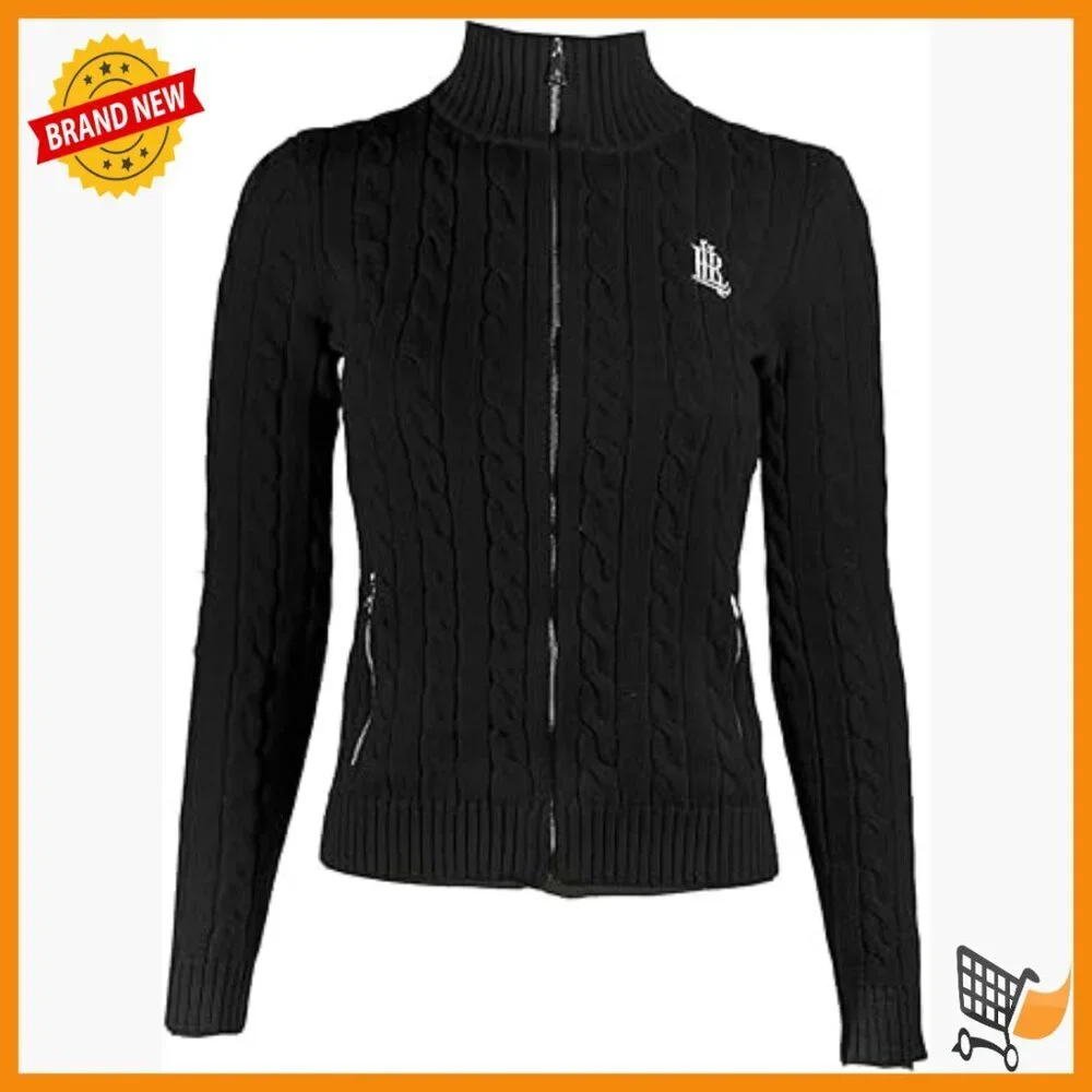 Women's Full Zip Cable Knit Sweater, 100% Cotton, Medium Size, Summer Cardigan
